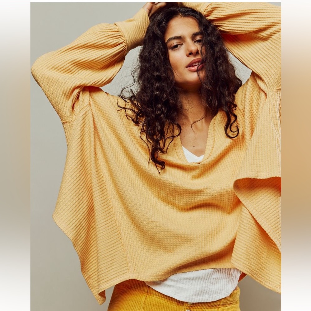 LAST 1- NEW Free People coraline waffle knit thermal top